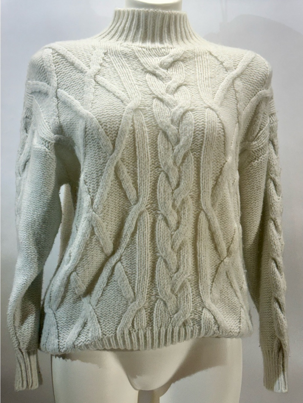 Express Cream Cable Turtleneck Sweater